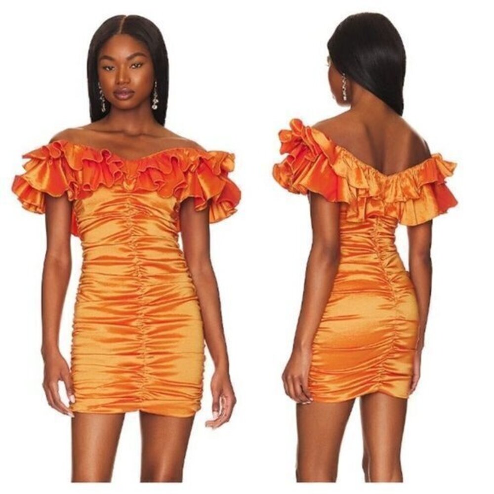 Lovers and Friends x Revolve Nikolina Ruched Dress - Orange
